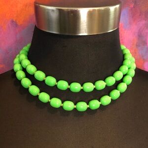 Grass Green Double Strand Early Plastic Choker Necklace